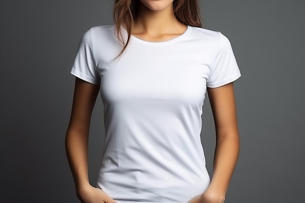 Vrouw in wit T-shirtmodel gemaakt met generatieve AI