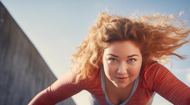 Vrouw in yoga-oefenkleding die push-ups doet