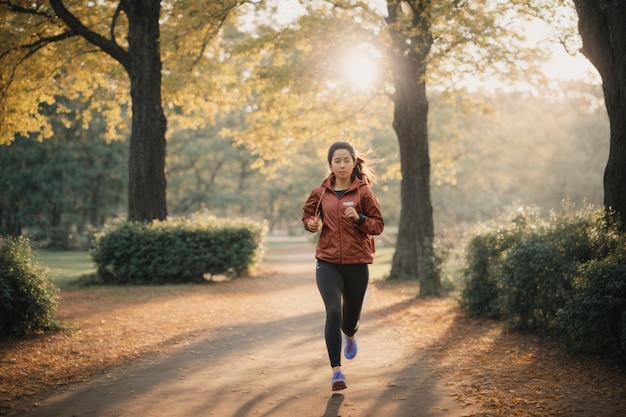 vrouw loopt in de ochtend