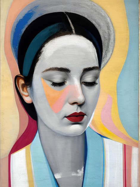 Vrouw Meisje Handbeschilderd Abstract Hedendaagse Moderne Kunst Canvas Print Acryl Schilderij