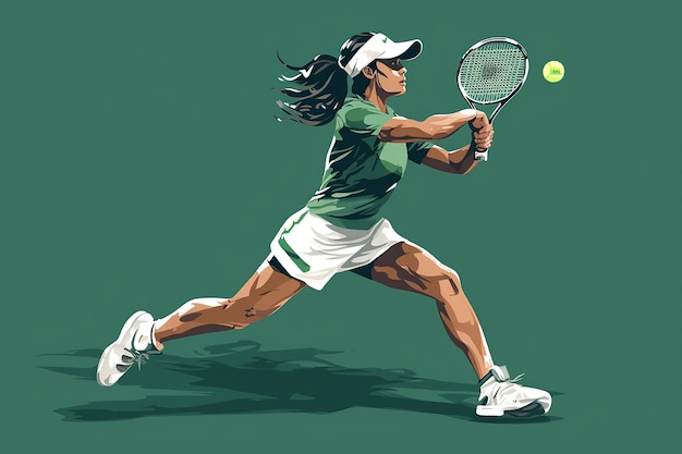 Foto vrouw meisje tennisspeler plat ontwerp vector illustratie