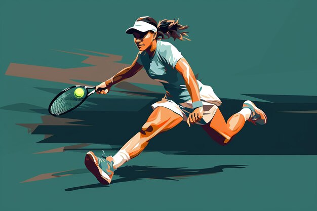 Foto vrouw meisje tennisspeler plat ontwerp vector illustratie