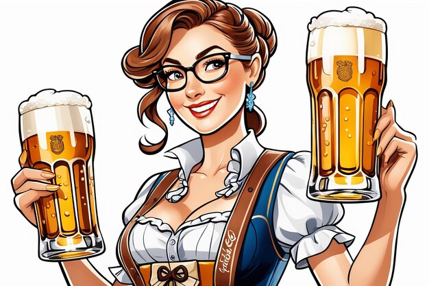 Foto vrouw met bier duits bierfestival oktoberfest gecreëerd met generatieve ai software