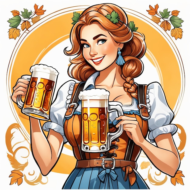 Foto vrouw met bier duits bierfestival oktoberfest gecreëerd met generatieve ai software