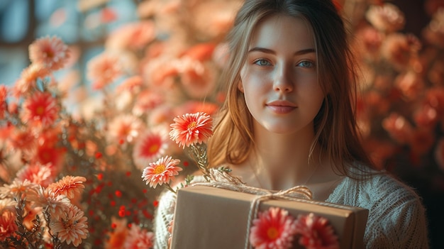 Vrouw met bloemen.