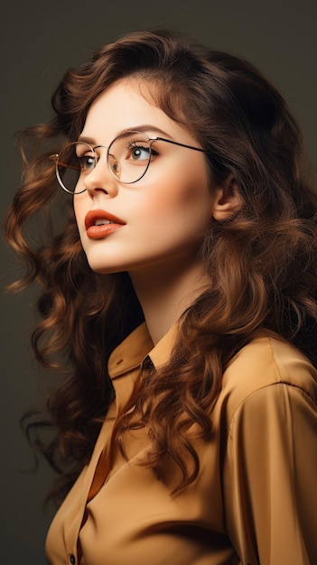 Vrouw met bril lang krullend haar