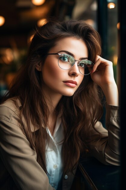 Vrouw met bril portret close-up Generatieve AI