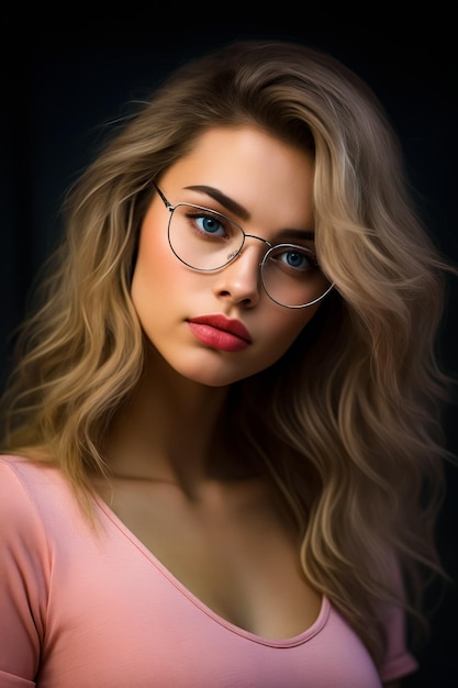 Vrouw met een bril op haar gezicht en lang blond haar Generatieve AI