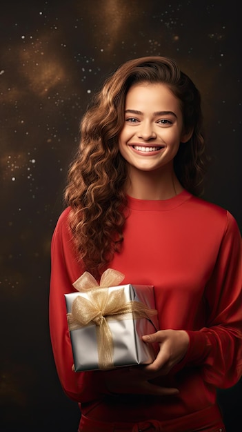 Vrouw met een kerstcadeaudoos