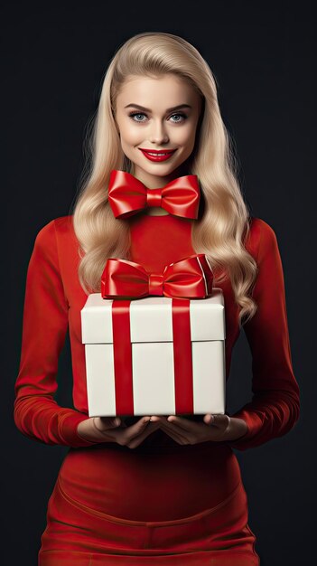 Vrouw met een kerstcadeaudoos