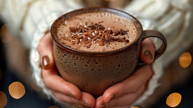 Vrouw met een kop warme chocolade