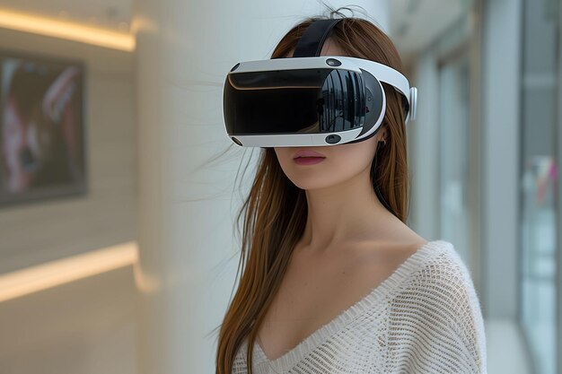 Vrouw met een virtual reality headset