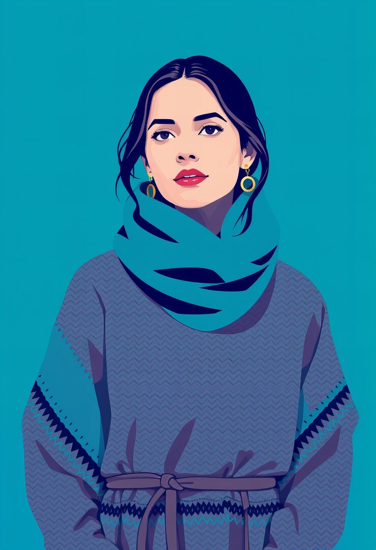 Foto vrouw met een wollen tuniek.