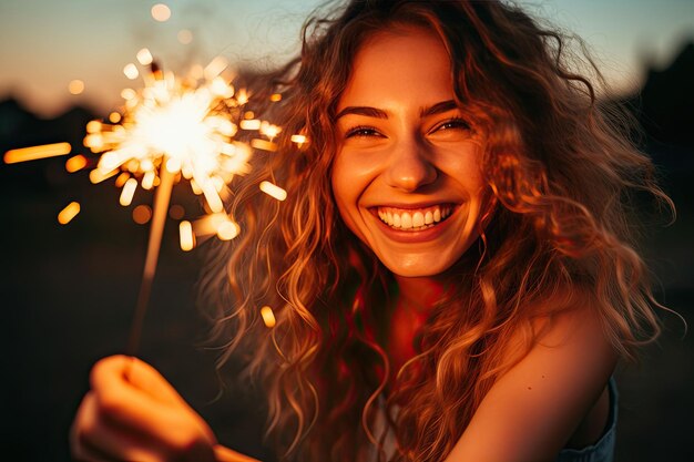 Vrouw met feestelijke glinster op kerstfeestje