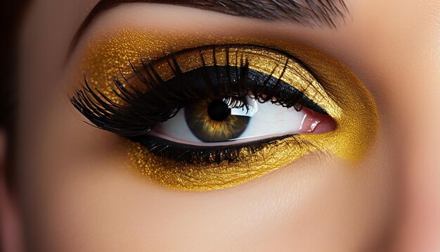 Vrouw met gouden make-up.