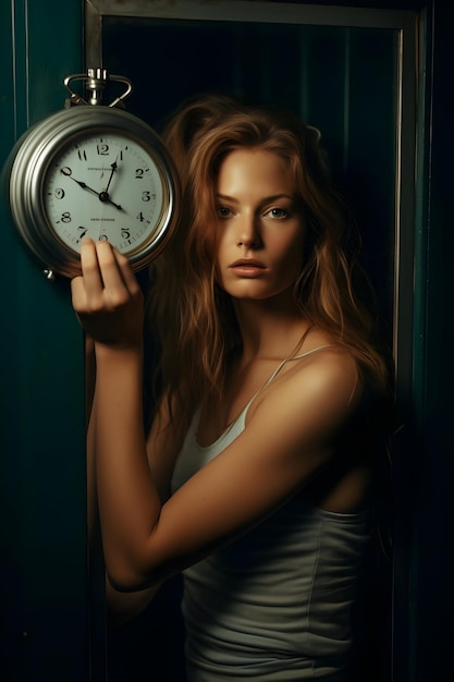 Vrouw met het horloge Hoge resolutie