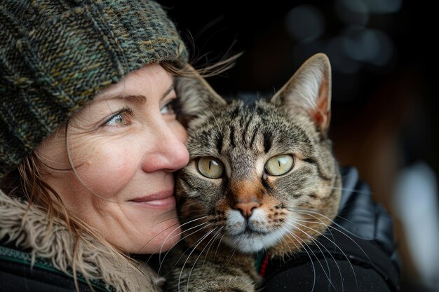 Vrouw met kat in de armen