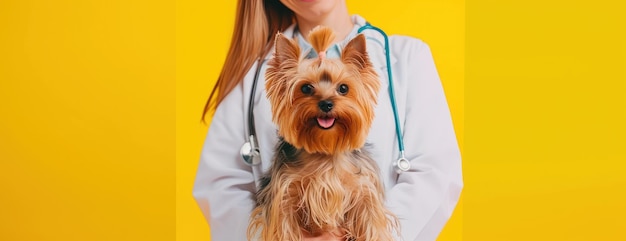 Vrouw met kleine hond in haar armen