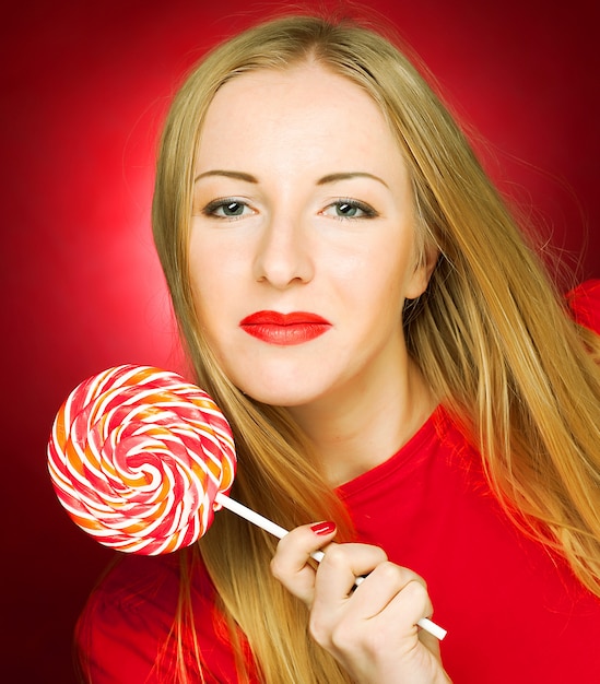 Vrouw met lollypop