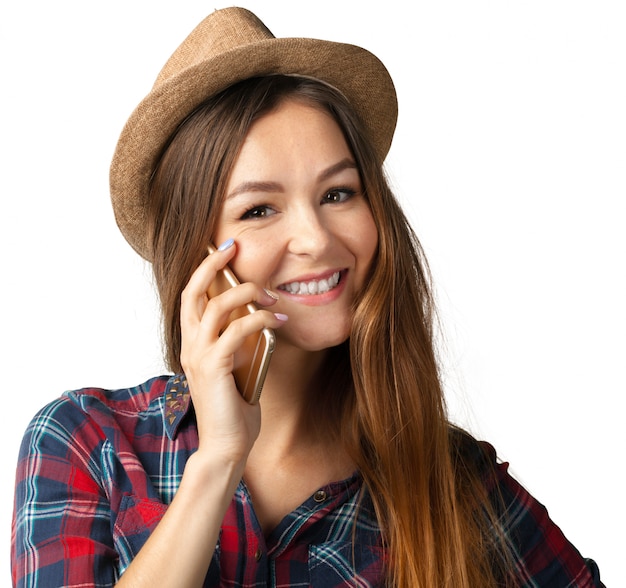 Vrouw met mobiele telefoon