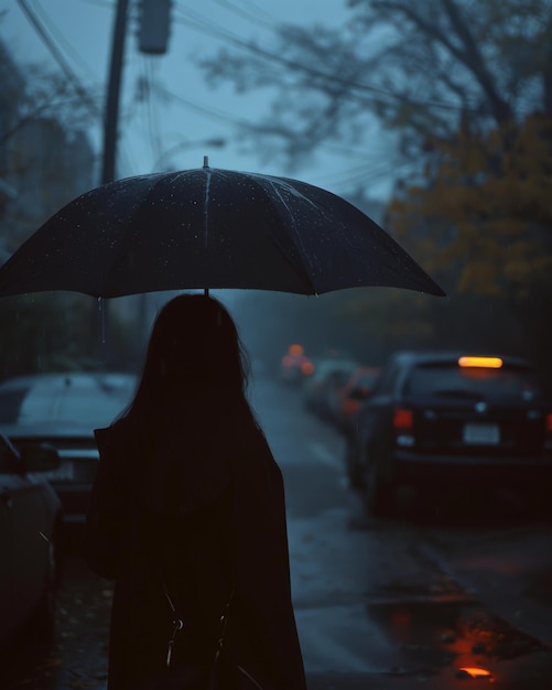 Vrouw met paraplu in de regen