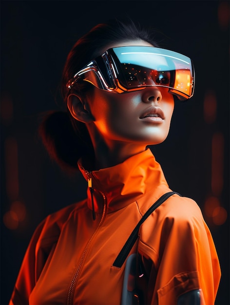 Vrouw met slimme bril Futuristische AR-technologie