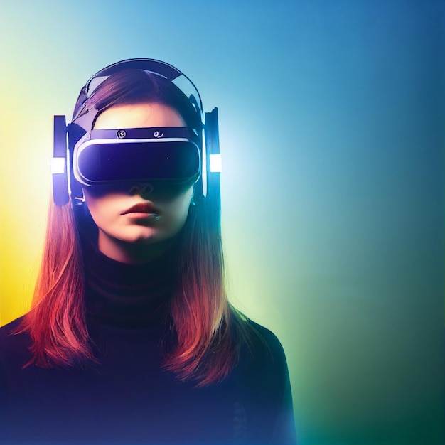 Vrouw met virtual reality vr-headsetportret