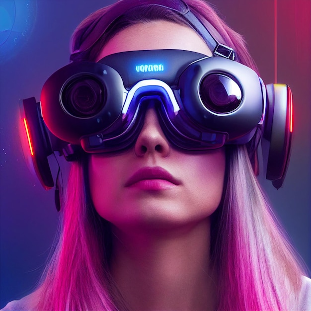 Vrouw met virtual reality vr-headsetportret