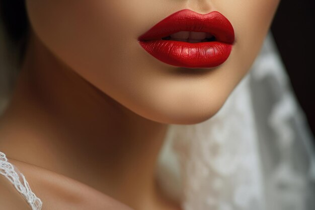 Vrouw mode glamour close-up gezicht macro sensualiteit mond lippenstift schoonheid rood model make-up vrouw