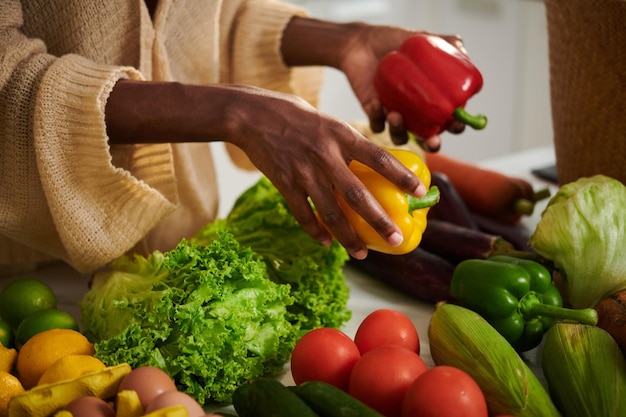 Vrouw Nemen Paprika Voor Recept