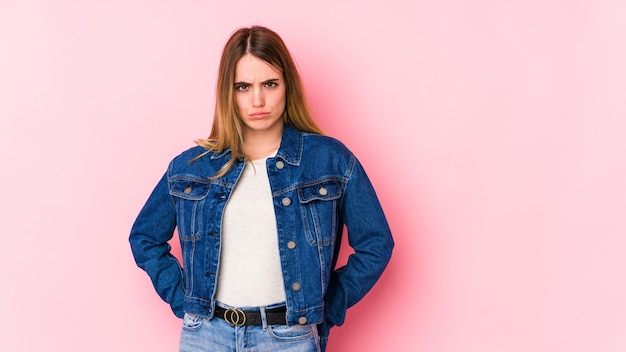 Vrouw ontevreden gevoel in studio