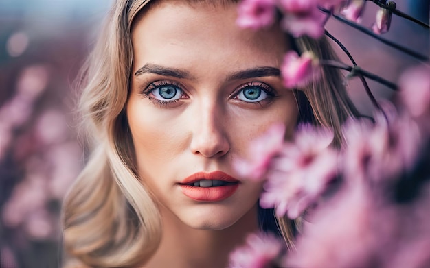 Vrouw op de foto met bloemen