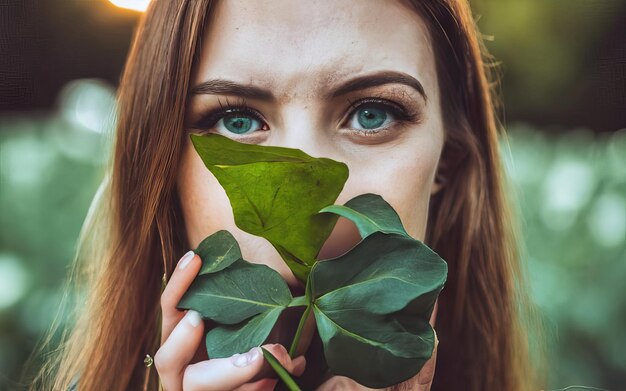 Foto vrouw op de foto met bloemen