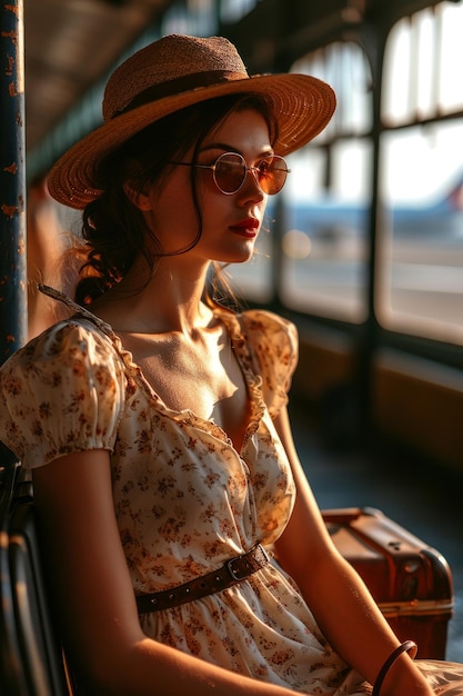 Vrouw op de luchthaven.