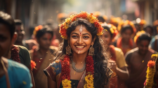 Vrouw op het festival van Telangana