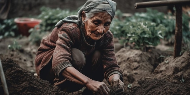 Vrouw plant groenten