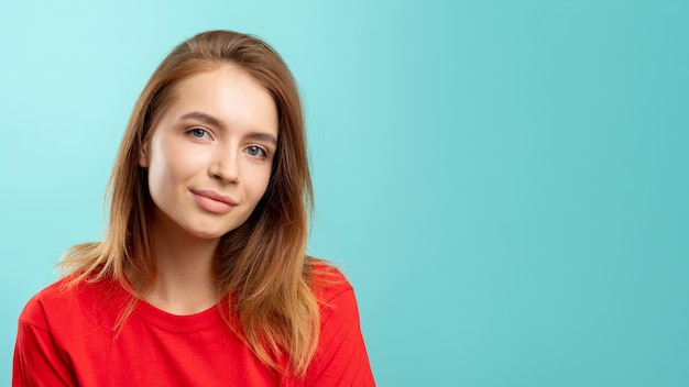 Vrouw portret reclame achtergrond positief