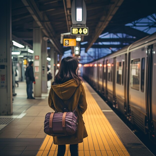 Vrouw reist met de metro in de stad