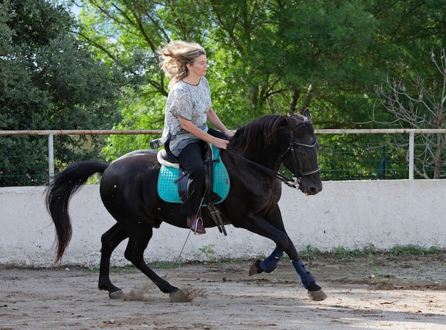 vrouw rijder en paard