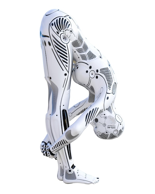 Vrouw robot Metal droid kunstmatige intelligentie