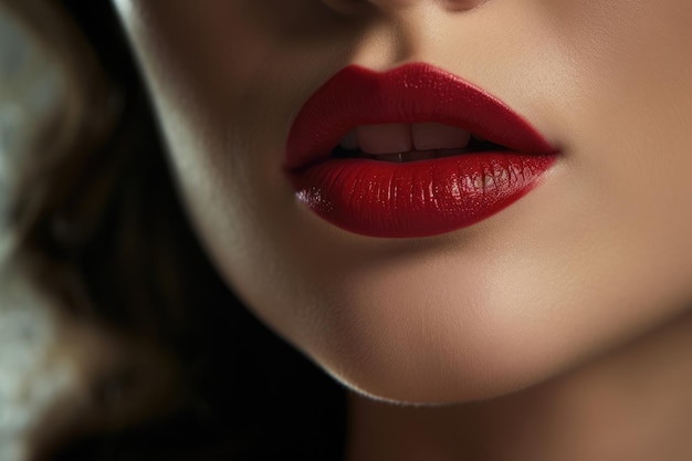 Vrouw sensualiteit make-up gezicht lippenstift huid vrouwelijke make-up model glamour mond rode schoonheid