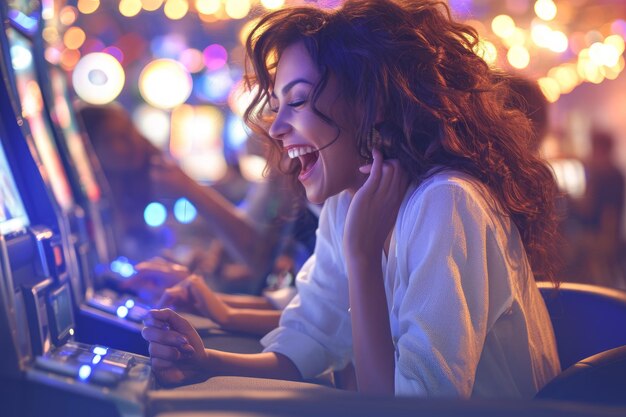 Vrouw speelt in een casino.