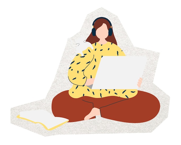 Vrouw studeert png sticker doorzichtige achtergrond