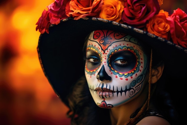 Vrouw suikerschedel mode make-up de dag van de doden Dia de los muertos