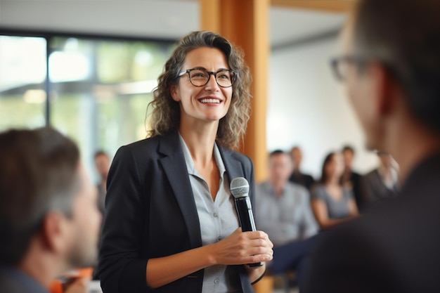 Vrouw team zelfverzekerd zakenvrouwen leiderschap bedrijfsmanager bijeenkomst brainstorming professionele kantoorbaanopleiding