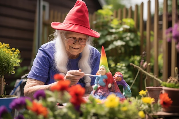 Vrouw tuinkabouter kleuren