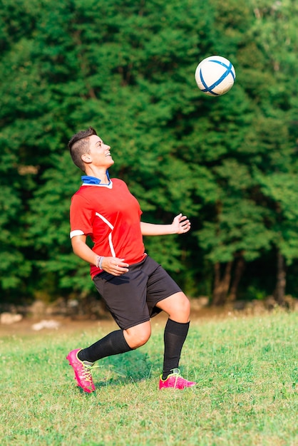 Vrouw voetballer