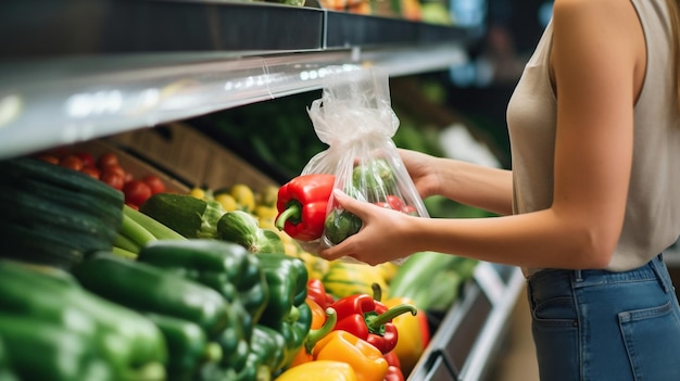 vrouw winkelen in de supermarkt gezond leven