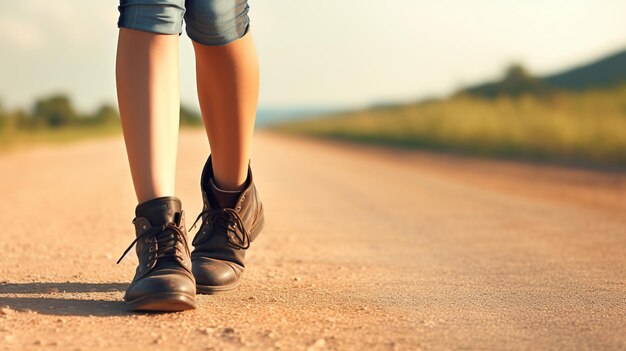 Vrouw039s schoenen op haar mooie voeten natuur achtergrond