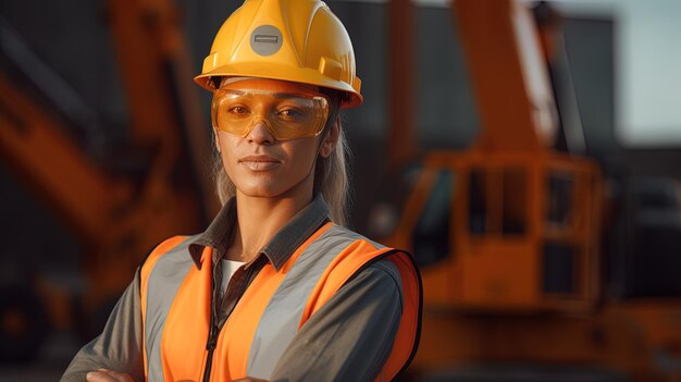 Vrouwelijke arbeider die poseert voor een foto tijdens de viering van de Dag van de Arbeid